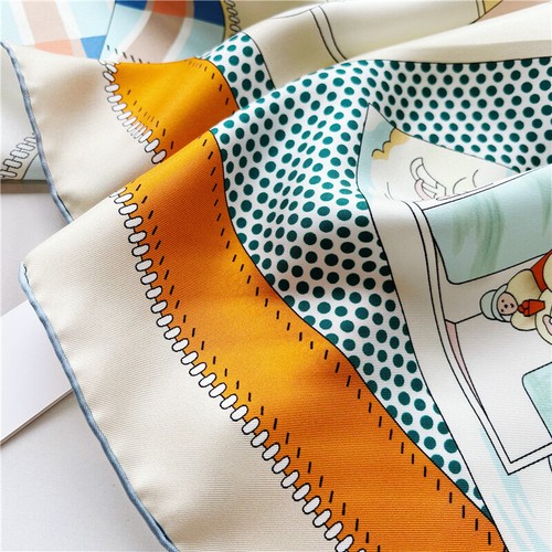 Sallys Car Print Twill Silk Wrap Scarf Bandana Large Square Shawl Kerchief 53" - Picture 37 of 37
