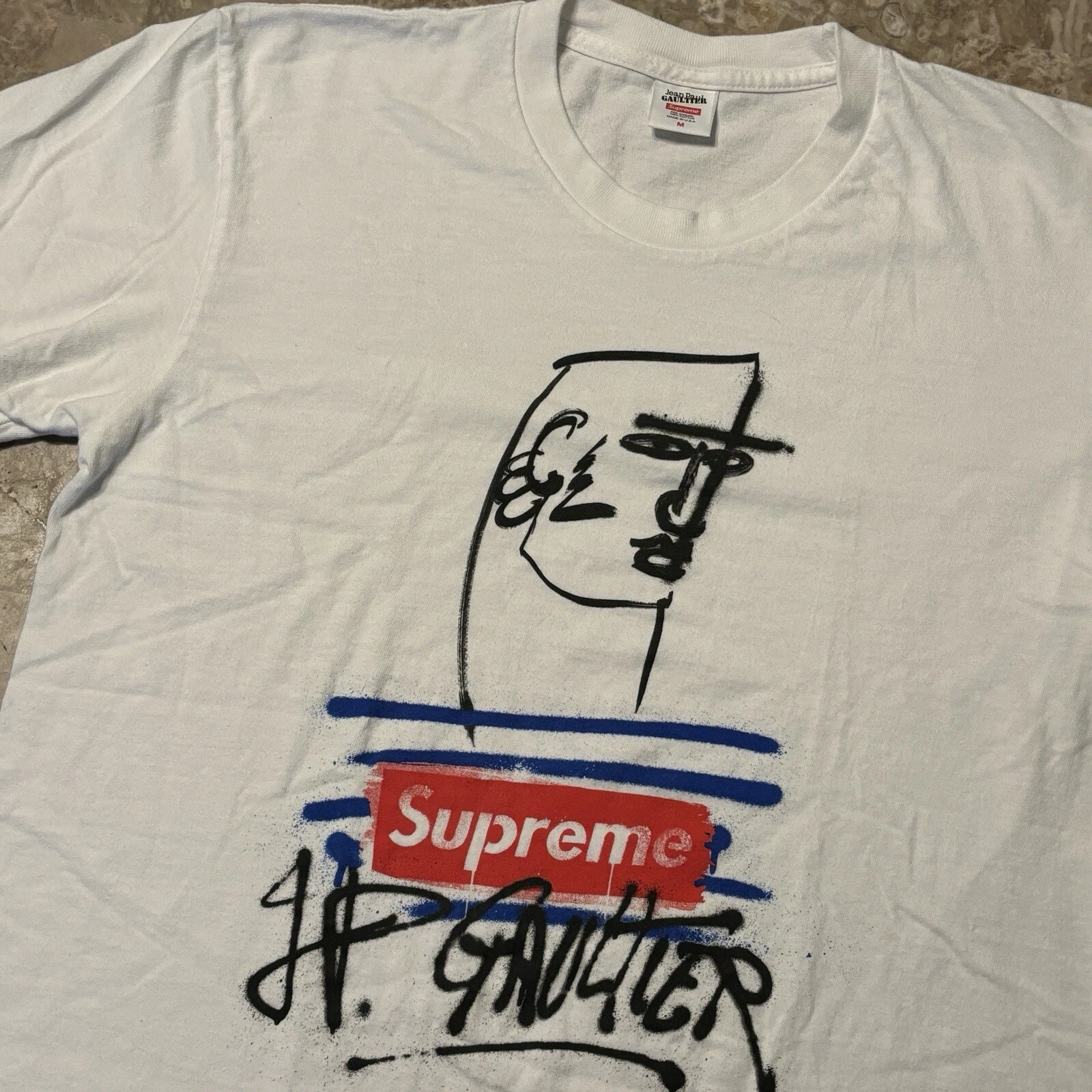 Supreme Jean Paul Gaultier Chemise Homme Blanc Moyen Manches Courtes Tee JPG SS19 USA