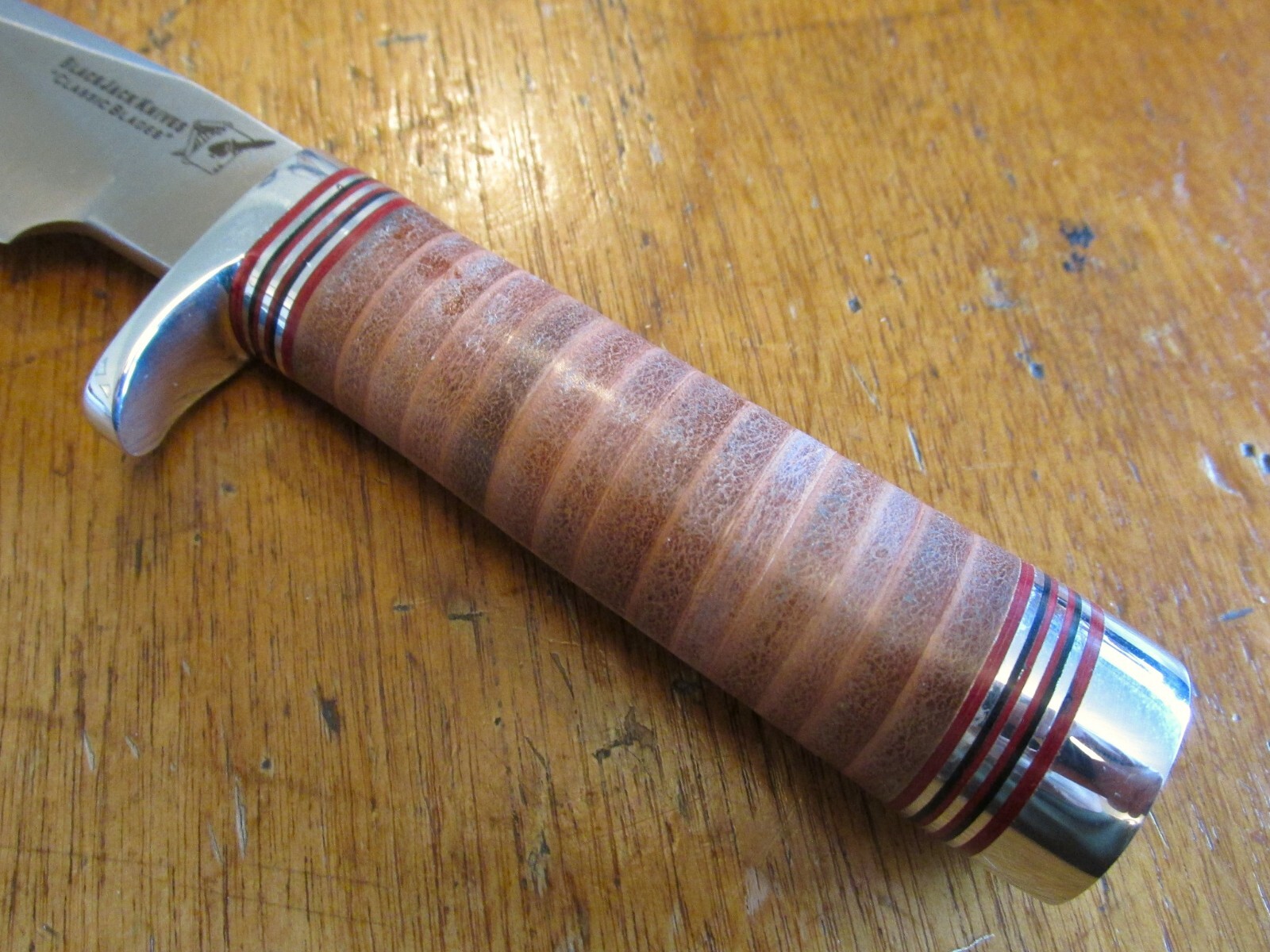 BlackJack Model 125 Knife with Stacked Leather Handle USA Made EC+