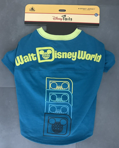 Disney Tails Walt Disney World Blue Green Pet Sweater Spirit Jersey Size L NEW - Picture 2 of 3