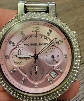 Michael Kors Women\'s Chrono Parker Watch MK6105 Michael Kors MK6105 Parker Chronograph Pink Dial Crystal  main image 3