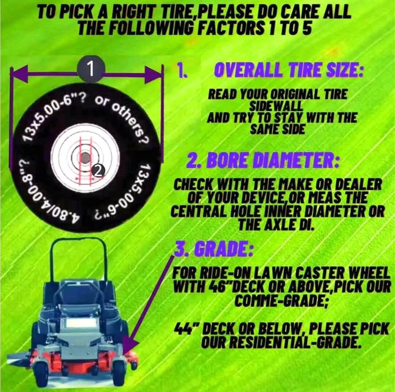 2 New 13x6.506" FlatFree Commercial Lawn Mower Tires Hub 5”7.1”Bore 5/8 eBay