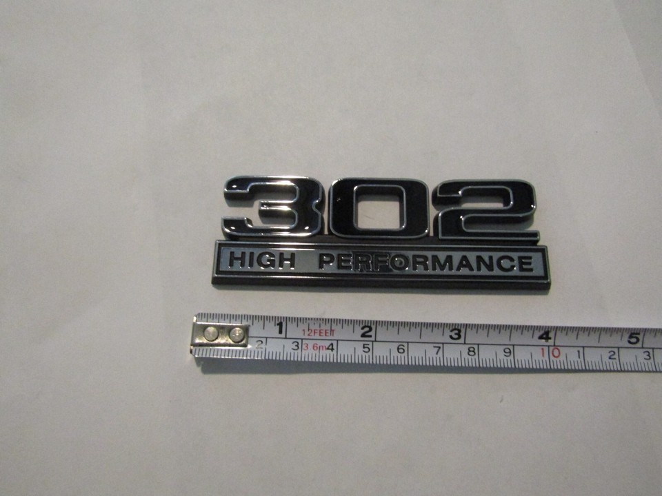 302 HIGH PERFORMANCE EMBLEMS 2PCS FITS FORD MERCURY CHEVROLET 5.0 5.0L ...