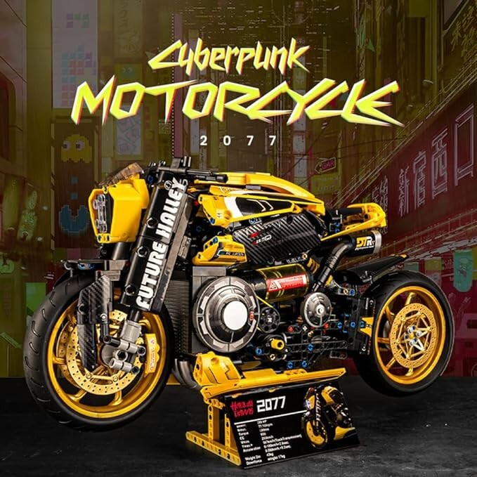 MISINI 10506 2077 Cyberpunk Motorcycle Toys Kit, 1: 5 Motorcycle