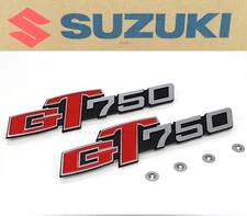 Side Cover Emblems GT750 73-77 Lemans Kettle Badges Panel OEM Suzuki #A31