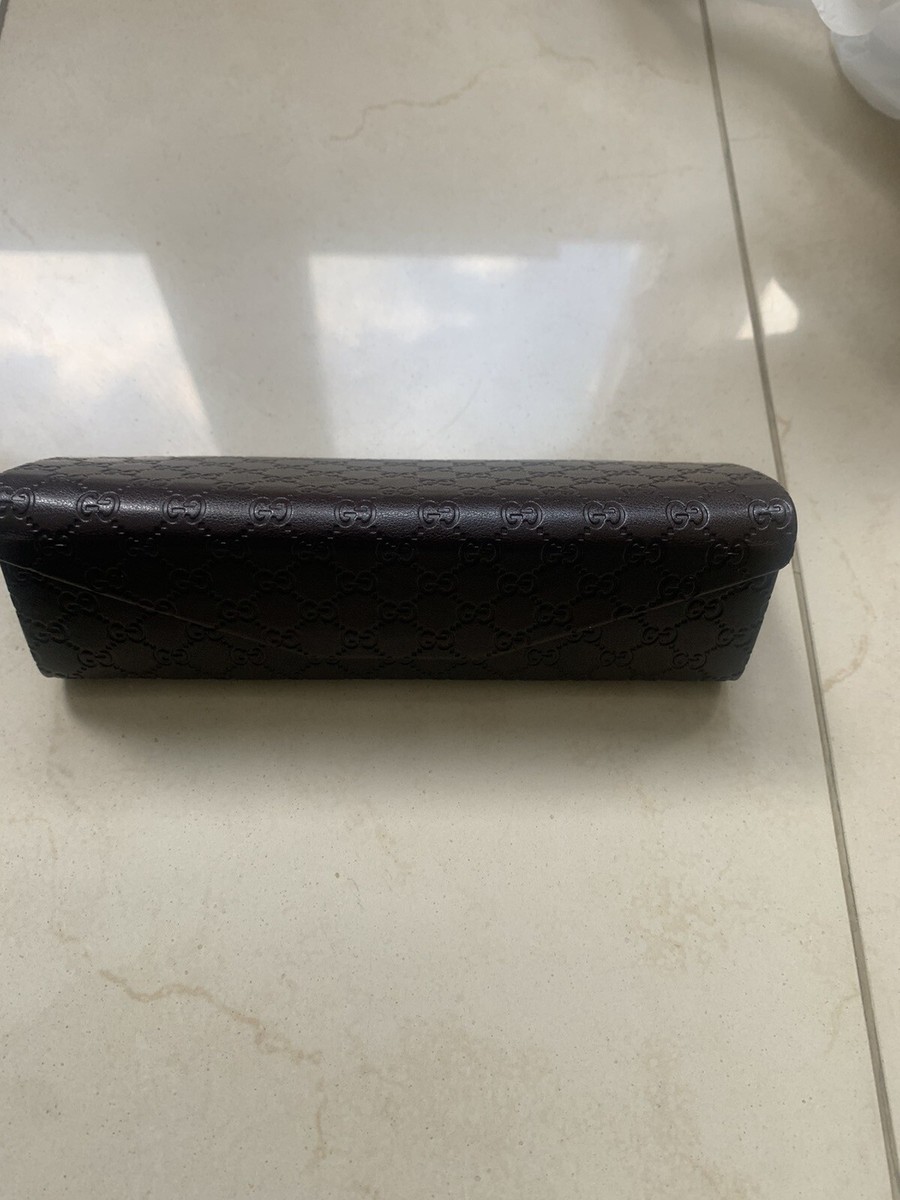 Gucci Brown Eyeglass Trifold Glasses Case Folding Hardshell 