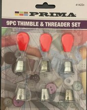 Thimble & Threader Set 9 PC Sewing kit 6 Thimbles 3 Threaders Tailor Dressmakers