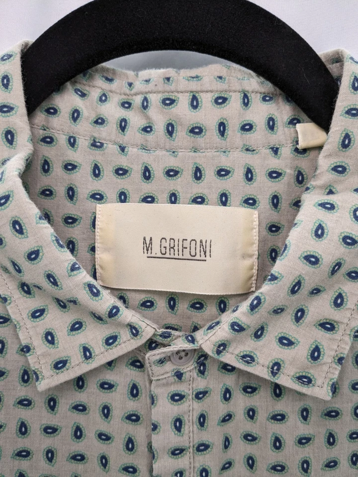 Mauro Grifoni Button Up Shirt Men Size 43 Allover Paisley Preppy Office Western Foto 3 de 4