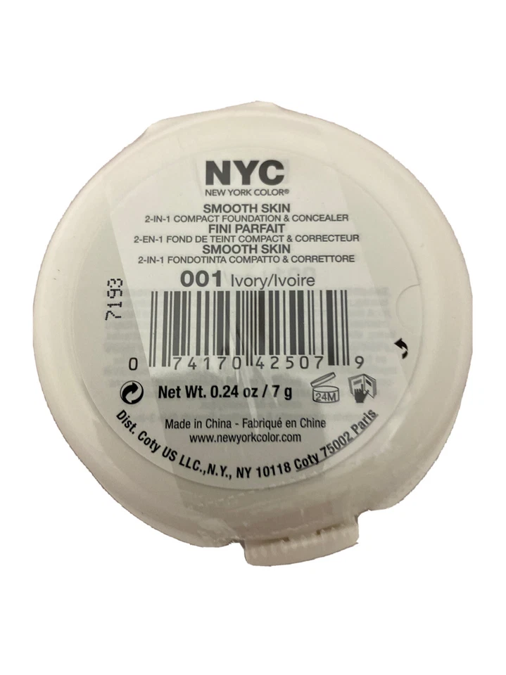 NYC Smooth Skin 2 in 1 Compact Foundation & Concealer 001 Ivory ~COMBINED SHIP~ - Image 2 of 2