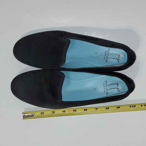Thierry Rabotin Ziggy Velvet Suede Wedge Black Slip On Loafers Shoes Wms 41EU - Picture 13 of 24