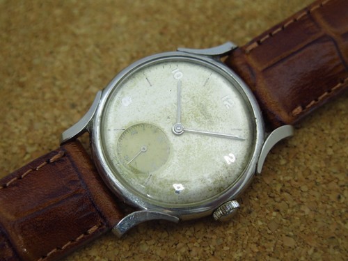 De colección para hombre Alpina viento manual todo original caja de acero elegante orejeras reloj raro! - Imagen 12 de 12