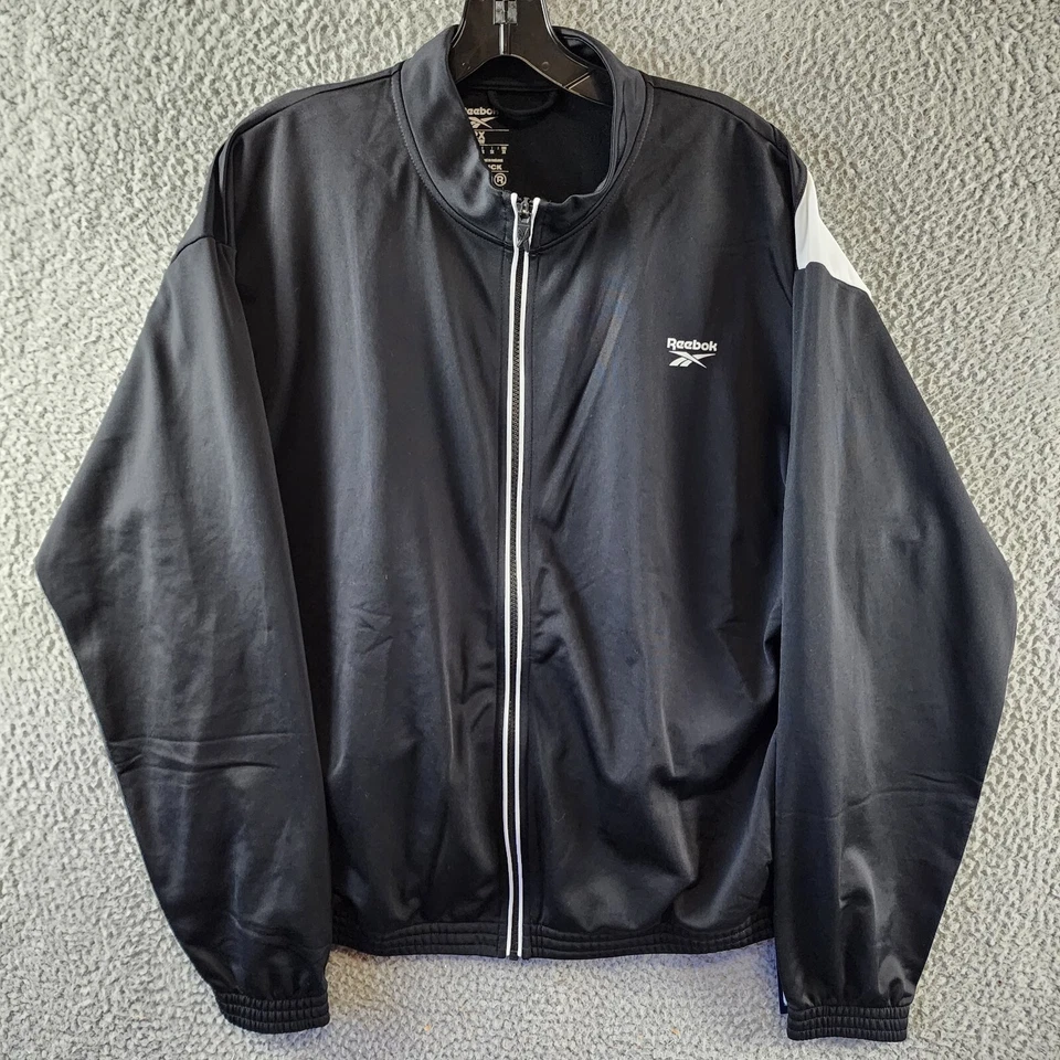 Reebok Plus Size Tricot Zip-Front Long-Sleeve Jacket Women's 2X 18-20W Black - Image 2 of 4