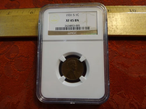 1931 S United States Lincoln Wheat Penny Cent 1c NGC XF 45 BN - Free S&H USA