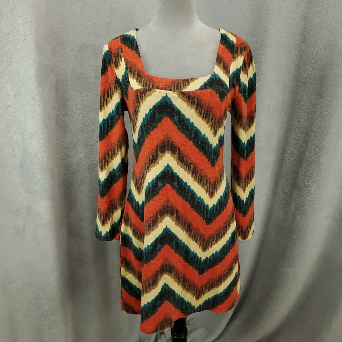 Aryeh Dress Womens Large Boho Chevron Zig Zag Artsy Mini Short Anthropologie