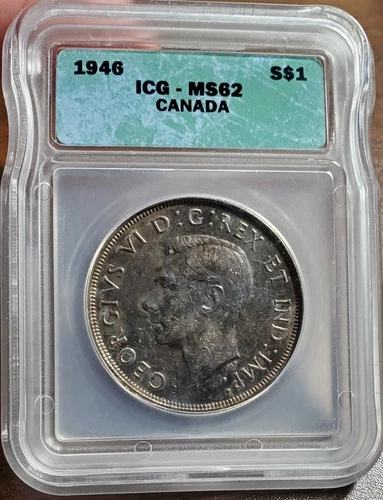Canada 1946 Silver Dollar ICG Certified MS62