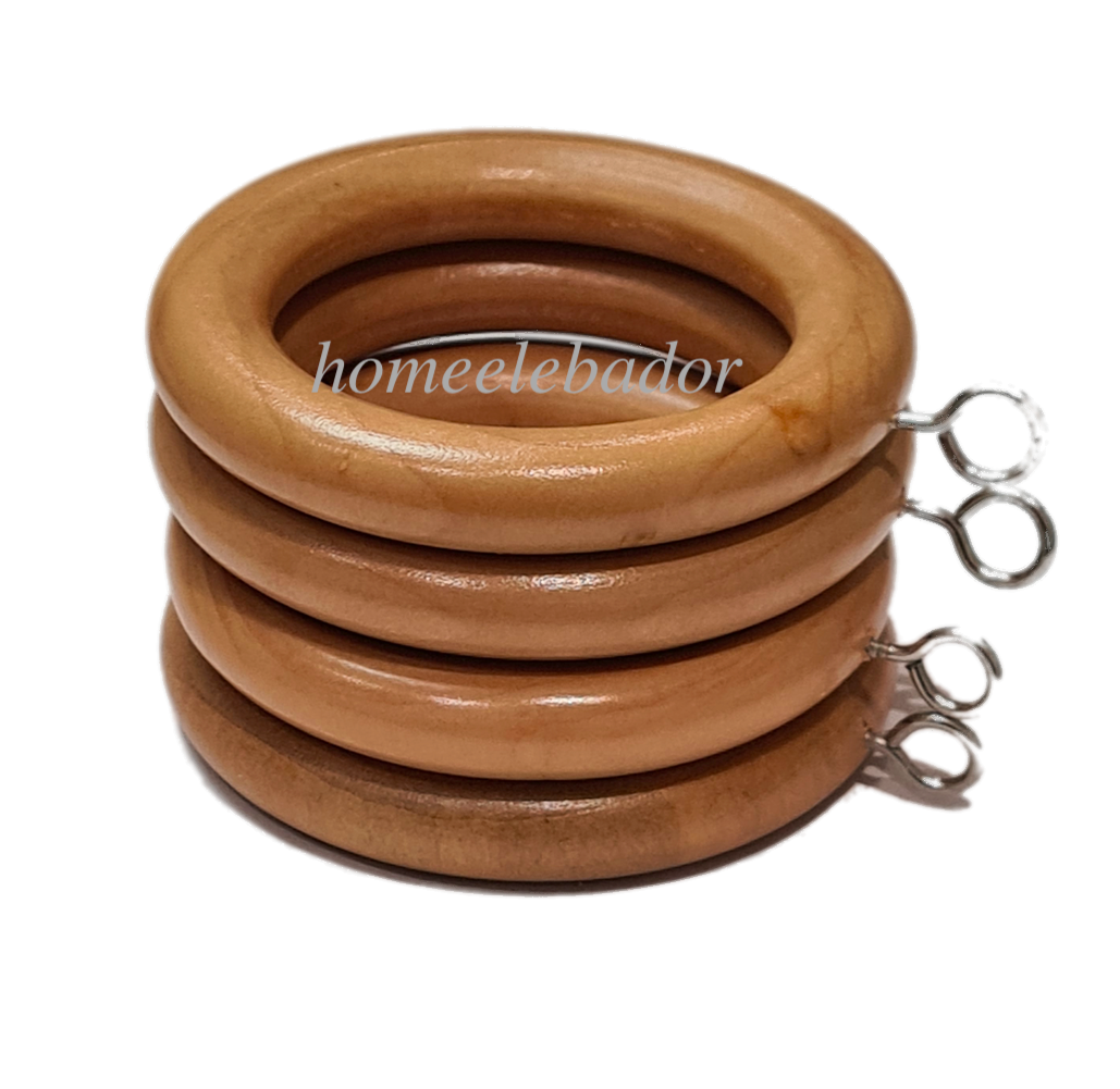 45mm Wooden Curtain Rings with Eyes Hooks For Hanging Heavy Curtains