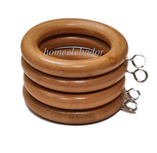 Image of 45mm Wooden Curtain Rings with Eyes Hooks For Hanging Heavy Curtains,Smooth 65mm