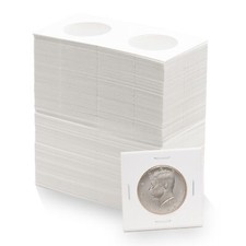100 Coin Shield Half Dollar 2x2 Coin Flips   50 Cent Cardboard Mylar Coin Holder