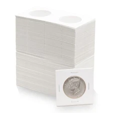 100 Coin Shield Half Dollar 2x2 Coin Flips – 50 Cent Cardboard Mylar Coin Holder