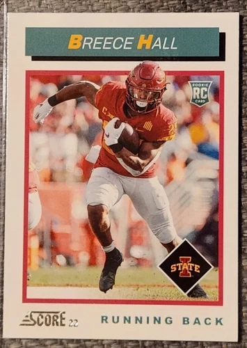2022 BREECE HALL Panini Score Throwback #TB5 RC / Rookie Jets Parallel Insert 
