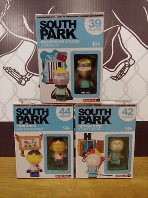 SOUTH PARK McFARLANE 3 Sets Toolshed, Human Kite & Professor Chaos Lot Brand New