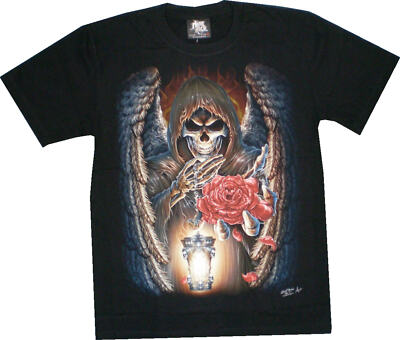 T-Shirt schwarzes Shirt beidseitig bedruckt ''Glow in dark'' Ghost Skull  M-2XL