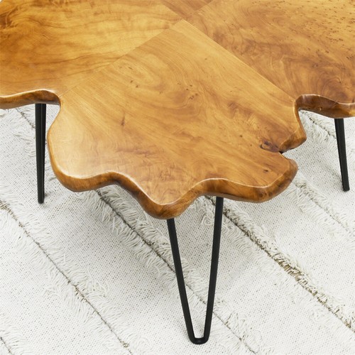 Greenage Rustic Cedar Root Live Edge Coffee Table with Hairpin Legs Heavy Thick - Picture 29 of 59