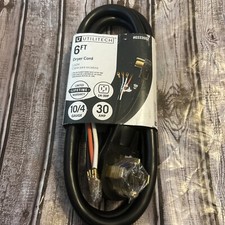 UTILITECH DRYER POWER CORD 6 ft 4 Prong Plug 10/4 Gauge 30 AMP
