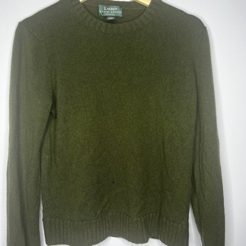 Lauren Ralph Lauren Green Cashmere Pullover Sweater Size Petite Medium - Picture 2 of 6