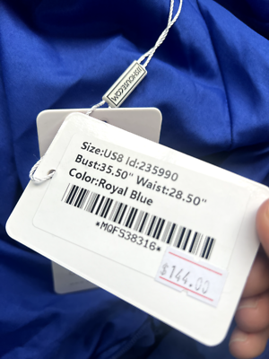 JJ's House Royal Blue A-Line Illusion Chiffon Lace Long Evening