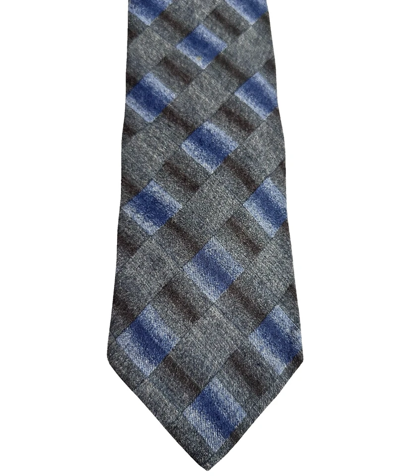 Armani Tie | Vintage Giorgio Armani Cravatte Grey Checked Tie, Designer Retro - Image 2 of 4