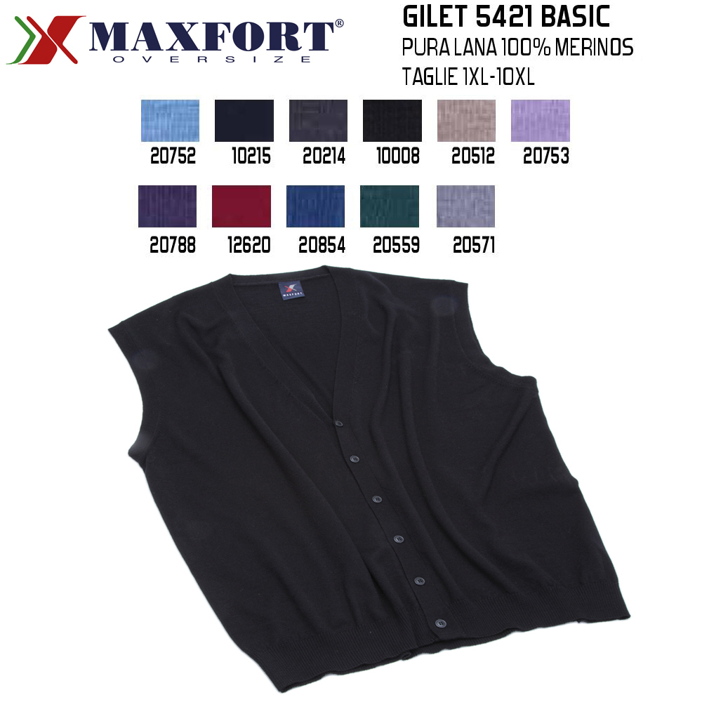 MAXFORT 5421 MAGLIA GILET BOTTONI LANA MERINOS UOMO TAGLIE FORTI XL 10XL POLO MAXFORT 5421 MAGLIA GILET BOTTONI LANA MERINOS UOMO TAGLIE FORTI XL 10XL POLO