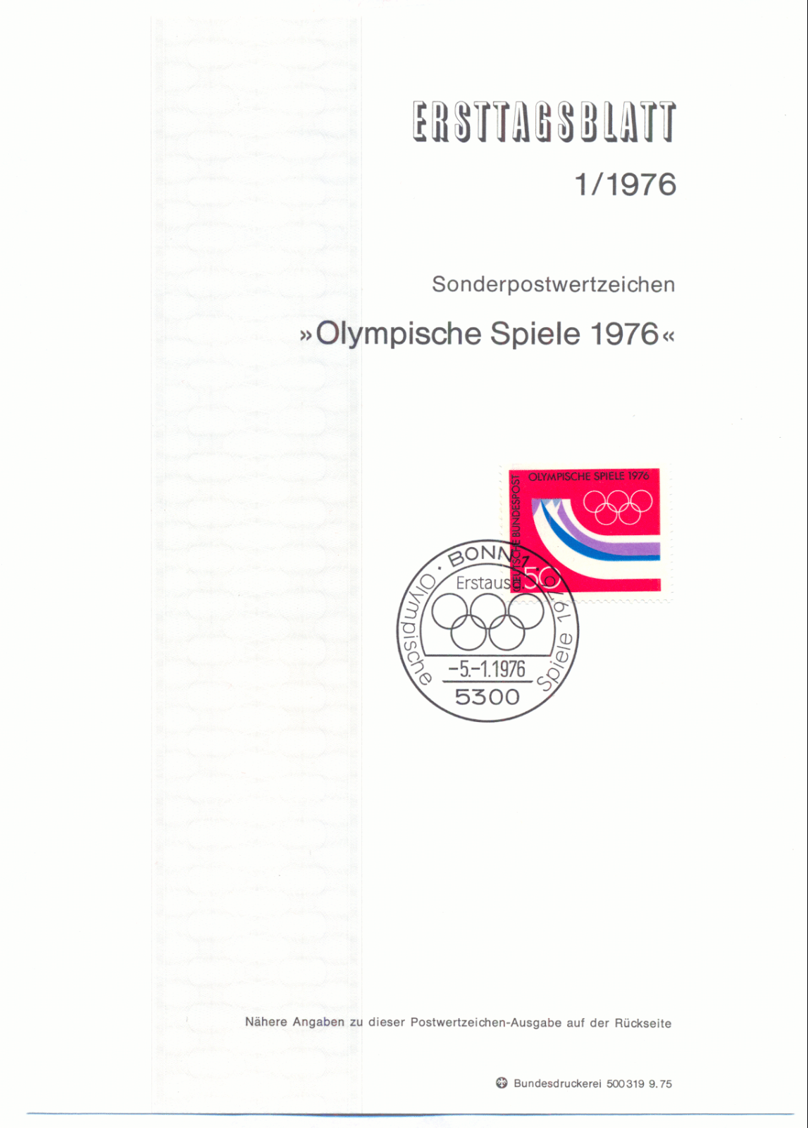 Ersttagsblatt ETB 18/1996 - Pour Le Sport - 100 Ans Jeux Olympiques - Neuf