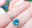 Vvs1 Solitaire Pendant White Gold Finish 5 Ct Heart Shape Blue Natural Diamond