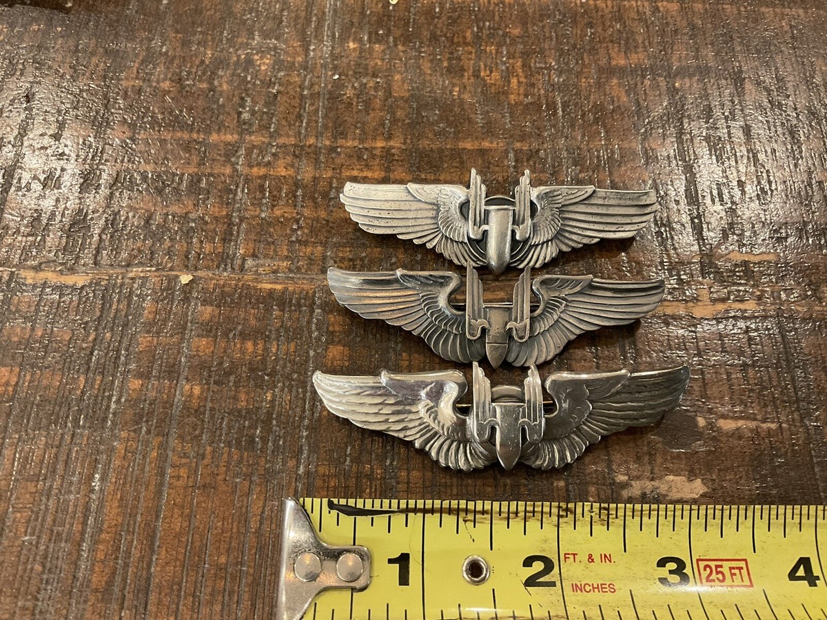 ORIGINAL WWII USAAF GUNNER 3” STERLING WINGS PIN TRIO | eBay