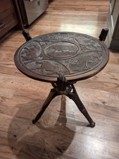 African Animal Gaming Table Vintage, Reversible Top w/Gameboard, Hand Carved  