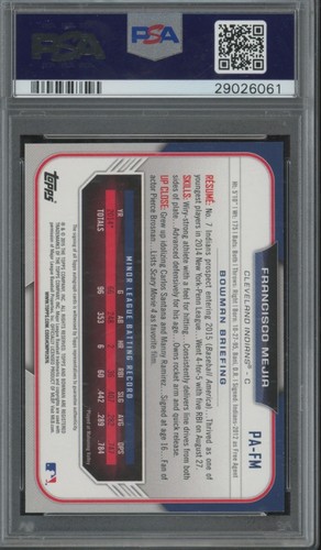 2015 Bowman Paper Prospect #PA-FM Francisco Mejia AUTO PSA 10 GEM-MT - Picture 2 of 2