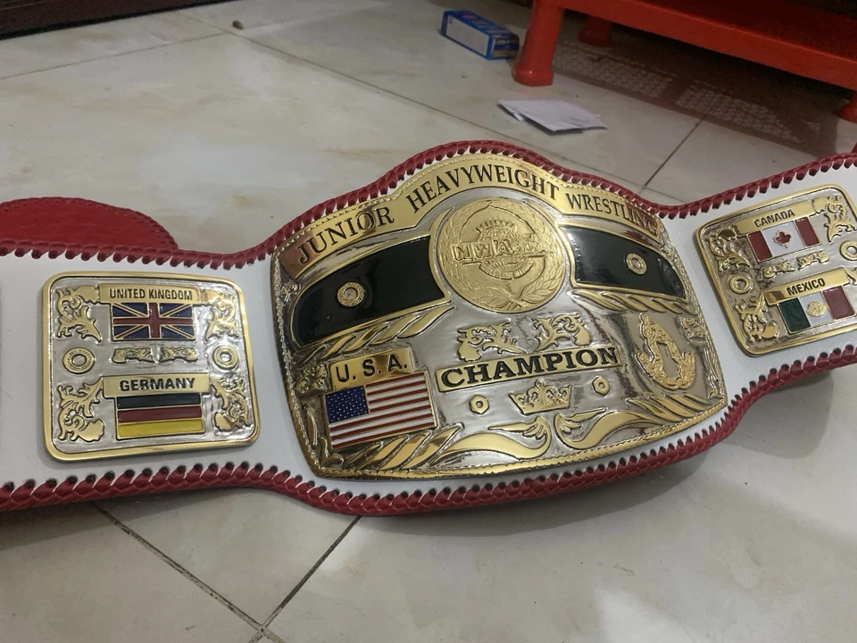 Cinturón Campeonato Peso Pesado Nwa Junior (jr), 4mm Zinc, Doble Chapado. Cuero Real. Foto 2 de 4