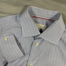 Eton Contemporary Fit Dress Shirt Mens 16 41 Blue White Micro Check Business
