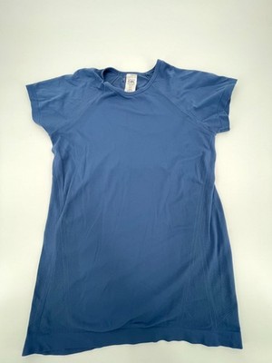 Athleta Power Up Sport Length T Shirt Girls 2XL Blue Raglan Sleeve Athletic