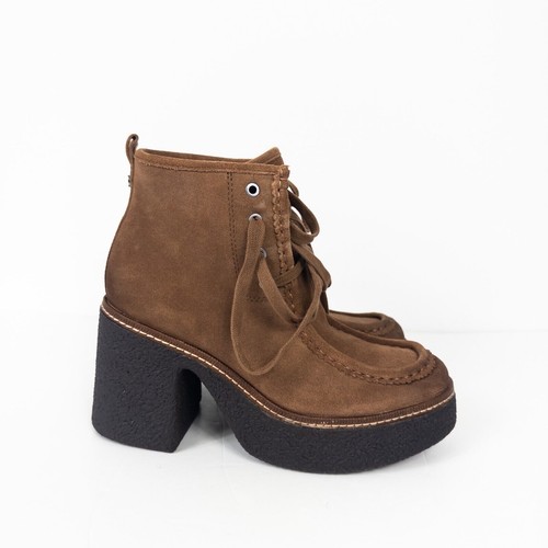 Sam Edelman Shaw Lace Up Bootie Suede Leather Chunky - UK 5.5 US 8 NEW - Picture 3 of 15