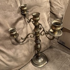 Stunning Vintage Brass Candelabra with 5 Candlestick Candle Holders