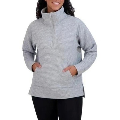Kirkland Signature Women's XS Ottoman Half-Zip Sweatshirt Gray