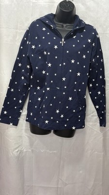 Karen Scott Sport Navy Zip Hoodie w/Stars Women's Size PL