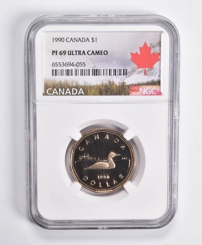 1990 PF69 UCAM Canadian $1 Dollar NGC Canada Lbl *9357