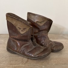 Antique Child s Leather Brown Boots zippers broken