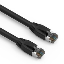 5 Pack of 2Ft CAT8 S/FTP Ethernet Network Cable Black 24AWG