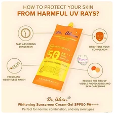Dr. Alvin Whitening Sunscreen Cream-Gel SPF 50 PA++++, 50g