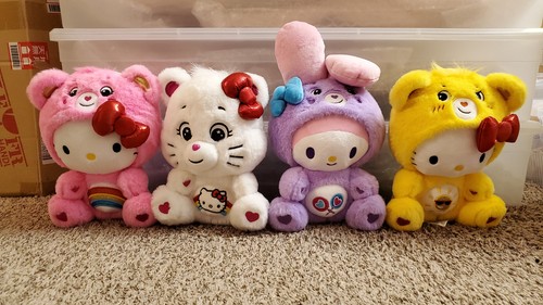 Hello Kitty x Care Bears Plush Stuffed Animal Lot of 4