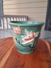 Vintage Small Roseville Flower Pot Vase Greenish Blue ?666-5 USA